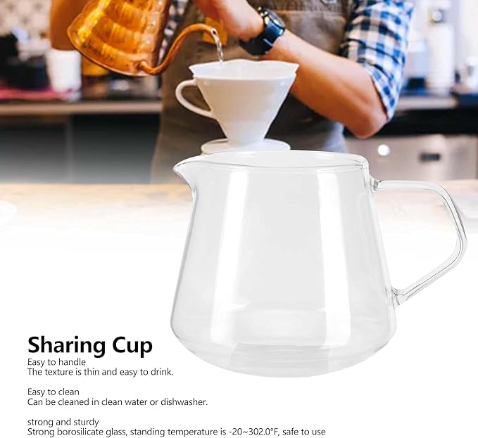 Glass Coffee Pot Server, 22oz Glass Coffee Carafe Manual Pour Over Coffee Maker Teapot Clear Water Kettle Pitcher for Brewing Coffee, Milk, Tea (22oz/650ml)