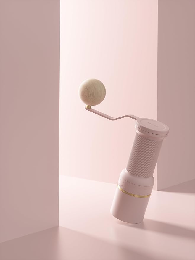 Cocinare ESSENCE GO B38 Ultra Manual Coffee Grinder – with Carrying Case Hand Grinder Capacity 30g, GhostEdge Ultra Burr & 80 Grind Settings, Perfect for Pour-over, Espresso, Cold Brew (Pink)