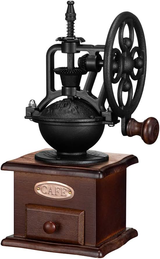 Manual Coffee Grinder,IMAVO Vintage Style 【Great Gift】 Wooden Coffee Grinder Roller Grain Mill Hand Crank Coffee Grinders - Classic