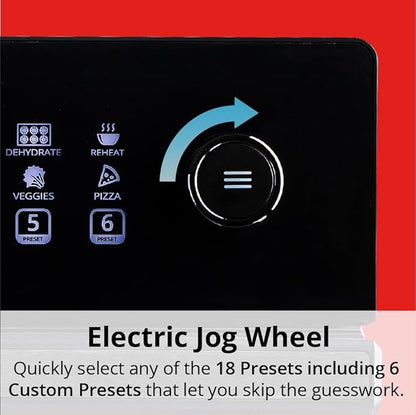 Aria 36 Qt Air Fryer Oven, Ariawave Stainless Steel Air Fryer with Rotisserie, Basket, & Grill Trays, Easy Clean Large Countertop Convection Oven, XL Touchscreen Display & Cooking Presets, Black