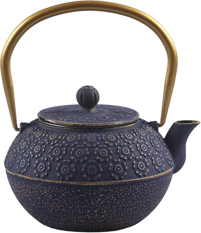 Teapot Cast Iron Tea Kettle for Stovetop Safe Coated with Enameled Interior,Japanese Cast Iron Teapot with Stainless Steel Infuser for Loose Tea(33.8oz)