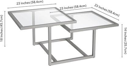 Henn&Hart 43" Wide Square Coffee Table in Nickel, Modern coffee tables for living room, studio apartment essentials