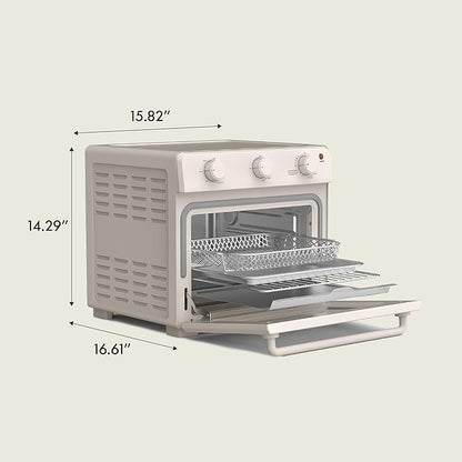 bella Air Fry Toaster Oven, 7 Preset Cooking Options, Dishwasher-Safe EverGood Coated Trays Included, 60-Minute Auto Shutoff w Audible Timer, Power Indicator Light, 1700 Watt, Oatmilk