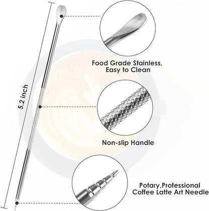 Milk Frothing Pitcher, Espresso Steaming Pitcher 12oz,Espresso Machine Accessories,Stainless Steel Milk Coffee Cappuccino Barista Steam Pitchers Milk Jug Cup with Decorating Pen Latte Art