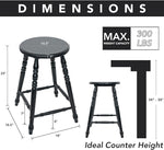 Load image into Gallery viewer, chairus 24" Black Backless Counter Height Bar Stools Set of 2, Farmhouse Wooden Counter Stools with Round Seat &amp; Turned Legs, Rustic Vintage Colonial Short Bar Chairs for Kitchen Island