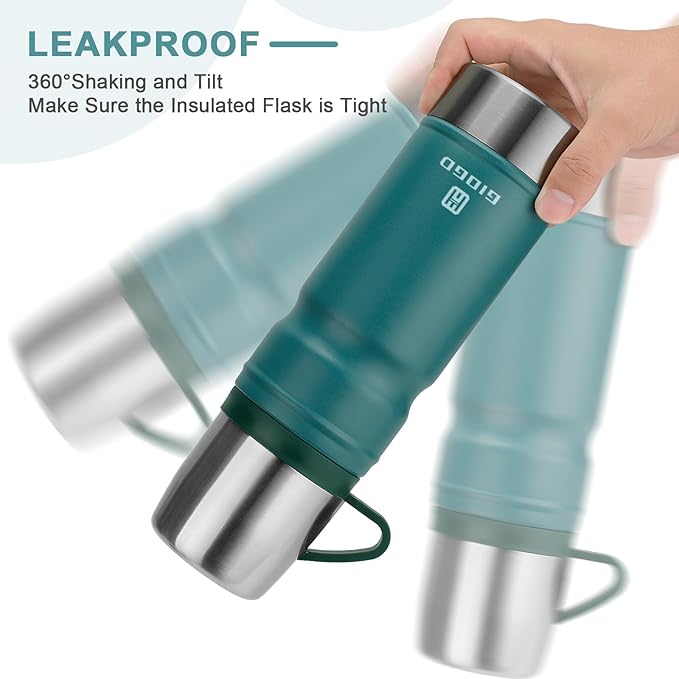 Vacuum Insulated Water Bottle Thermo Water Flask with Cup 680ml/23oz Stainless Steel Thermal Water Bottles Thermo for Hot and Cold Drinks Coffee Water(Blue,Single)
