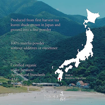Naoki Matcha Organic Ceremonial First Spring Blend – Authentic Japanese First Harvest Ceremonial Grade Matcha Green Tea Powder from Kagoshima, Japan (50g / 1.75oz)