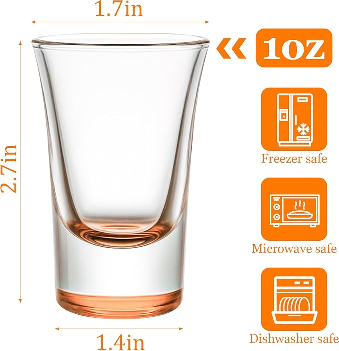Ruckae 12 Pack 1oz Shot Glasses Set with Heavy Base Gradient Colorful Shot Glasses Bulk for Vodka Tequila Whiskey Liquor
