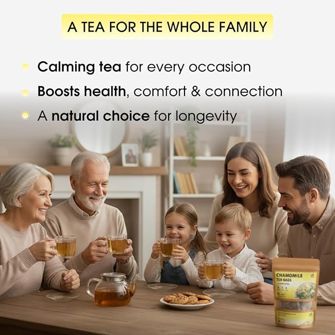 Chamomile Tea Bags - 100 Bags (Premium Natural Pure Leaf Tea - 100 Count) Gluten-Free and Caffeine-Free Herbal tea for Relaxation, Wallness, Immune Support with Smooth Taste
