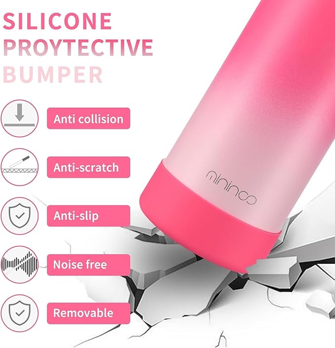 mininoo Insulated Stainless Steel Water Bottle with Straw and Lid for Sports, 24 oz, Sweet Peach