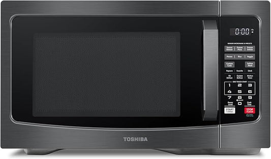 TOSHIBA EM131A5C-BS Countertop Microwave Ovens 1.2 Cu Ft, 12.4" Removable Turntable Smart Humidity Sensor 12 Auto Menus Mute Function ECO Mode Easy Clean Interior Black Color 1000W