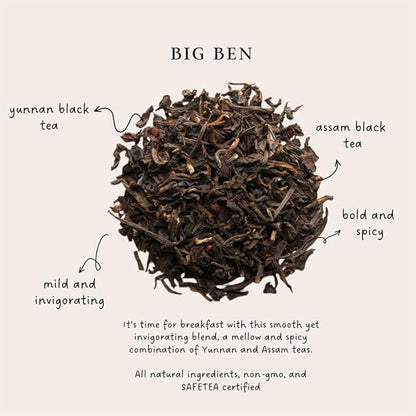 Palais des Thés - Big Ben English Breakfast - Yunnan & Assam Black Tea - 3.5oz Loose Leaf Metal Gift Tin, Serves 20-25 Cups