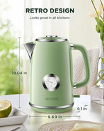 Load image into Gallery viewer, Electric Kettle 1.8L with Temperature Gauge, 1500W Fast Boiling Electric Tea Kettle, 100% Stainless Steel Retro-Style Hot Water Kettle Electric - Glowing LED Light, Auto Shut-Off &amp; Boil-Dry Protection