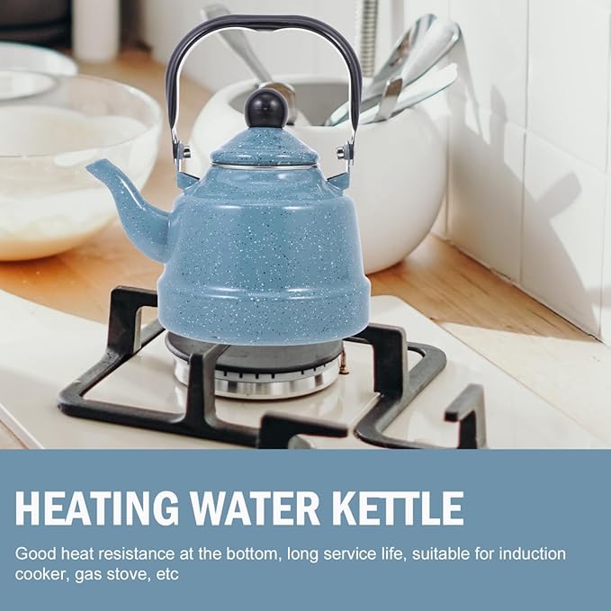 DOITOOL Enamel Tea Kettle Vintage Enamel Teapot 1.1 L Porcelain Tea Kettle Camping Coffee Kettle Stovetop Kettle Hot Water Boiler Pot for Hot Water, Tea Accessories