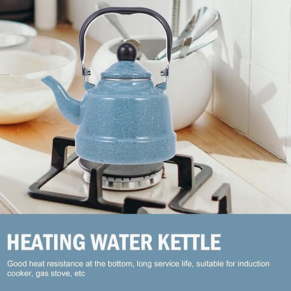 DOITOOL Enamel Tea Kettle Vintage Enamel Teapot 1.1 L Porcelain Tea Kettle Camping Coffee Kettle Stovetop Kettle Hot Water Boiler Pot for Hot Water, Tea Accessories