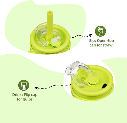 18 oz Tumbler with Side Handle, Insulated Water Bottle with Straw and 2 in 1 Lid, Stainless Steel Cup Travel Coffee Mug for Sports Office Gym,Green