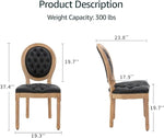 Load image into Gallery viewer, French Country Dining Chairs Set of 2, Black Upholstered Dining Chairs, PU Leather Tufted Back, Solid Wood Legs, Farmhouse Kitchen &amp; Dining Room Chairs, Sillas De Comedor (Black, 2Pcs)