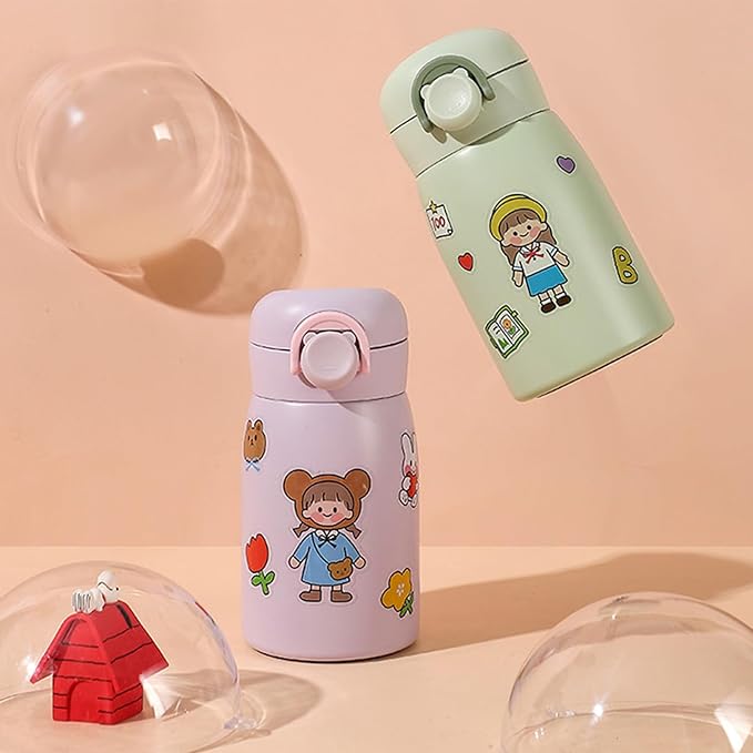 17 oz Mini Water Bottle Small Stainless Steel Thermoses - Insulated Vacuum, Leak Proof, Keeps Drinks Hot/Cold - Ideal for Coffee, beverage, Water - Green