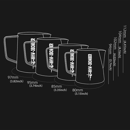 MHW-3BOMBER Espresso Steaming Pitcher Milk Frothing Pitcher Stainless Steel Milk Coffee Cappuccino Latte Art Barista Cup 20oz/600ml (Matte Black) P5033B-OS