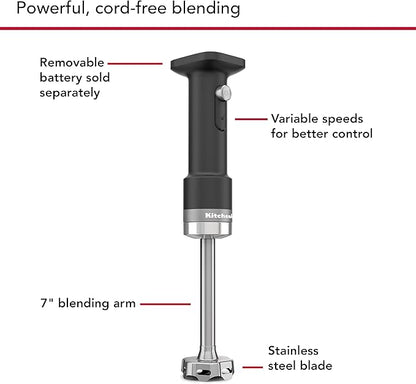 KitchenAid Go Cordless Hand Blender - battery included, KHBRV71, Black Matte