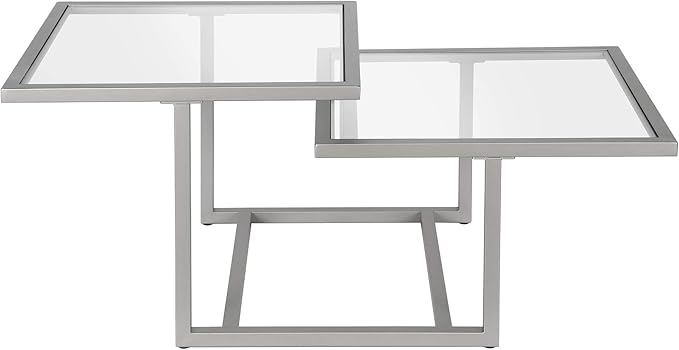 Henn&Hart 43" Wide Square Coffee Table in Nickel, Modern coffee tables for living room, studio apartment essentials