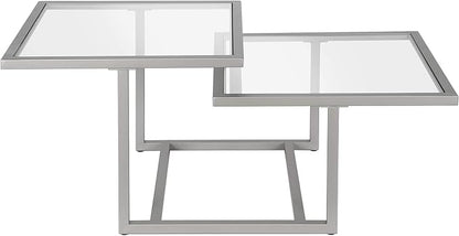 Henn&Hart 43" Wide Square Coffee Table in Nickel, Modern coffee tables for living room, studio apartment essentials