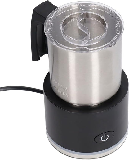 Electric Milk Frother Energy Saving EU Plug 220-240V Compact Stainless Steel Jug Automatic Milk Frother for Home Hot Chocolate (Black)