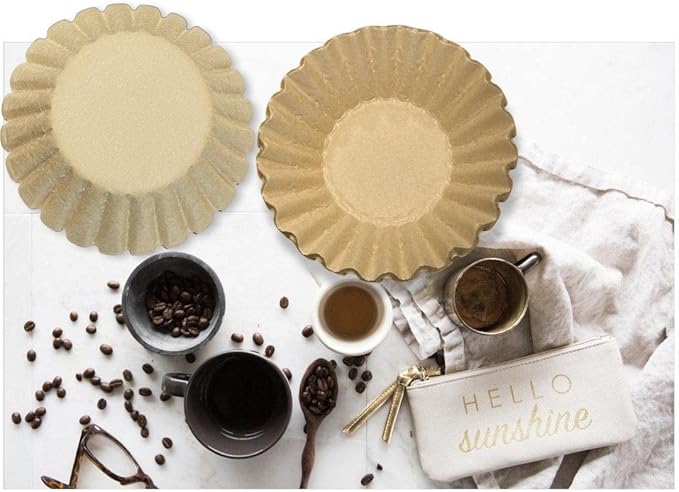 Natural Unbleached Brown Biodegradable Extra Large Coffee Filters 10, 12, 13, 14, 15 Cup Basket for Commercial, Home Coffee Maker Extra High Extra Wide, Anti ground, 9.75" Flattened Diameter (100 Pcs)