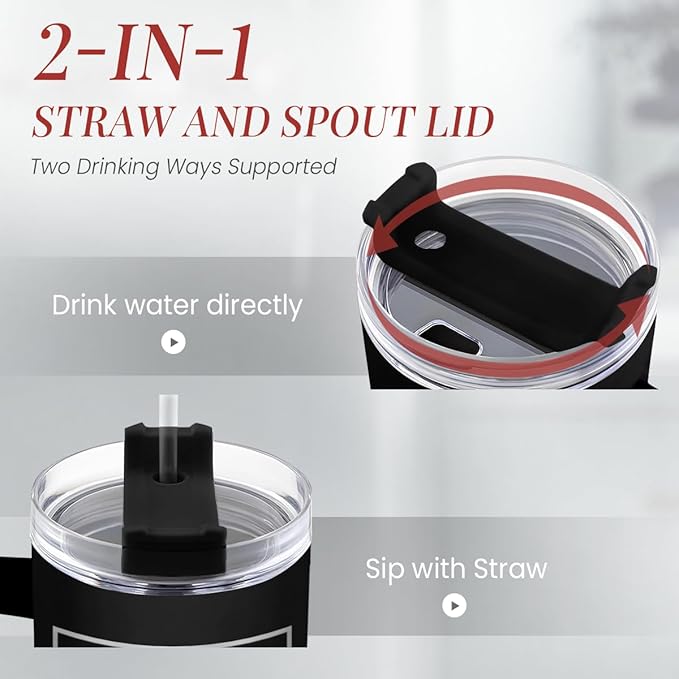 Dad Gifts from Daughter Son, Dad Fuel Tumbler with Handle 40oz, Stainless Steel Insulated Cup Gift Set with Lid & Straw, Coffee Tumblers for Dads Father's Day Birthday Christmas