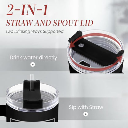 Dad Gifts from Daughter Son, Dad Fuel Tumbler with Handle 40oz, Stainless Steel Insulated Cup Gift Set with Lid & Straw, Coffee Tumblers for Dads Father's Day Birthday Christmas