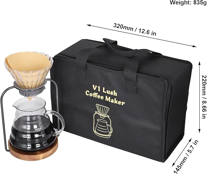 SOTECH Pour Over Coffee Dripper Set, Filter Holder Glass Server with Paper Coffee Filters Manual Stand for Tea and Saffron