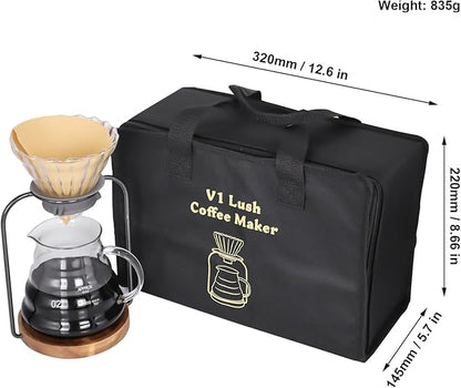 SOTECH Pour Over Coffee Dripper Set, Filter Holder Glass Server with Paper Coffee Filters Manual Stand for Tea and Saffron