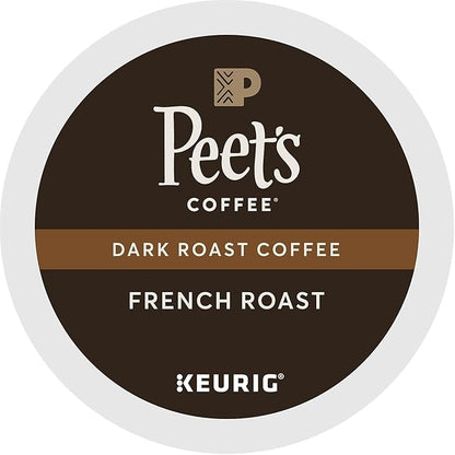 Peet's Coffee French Roast, Dark Roast, 22 Count Single Serve K-Cup Coffee Pods for Keurig Coffee Maker