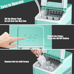 Load image into Gallery viewer, COSTWAY Countertop Ice Maker, 26Lbs/24H Portable Ice Machine with Self-Cleaning Function, Bullet Ice Cubes Ready in 8 Mins, Scoop and Removable Basket,Ice Maker for Home Party Bar, Green