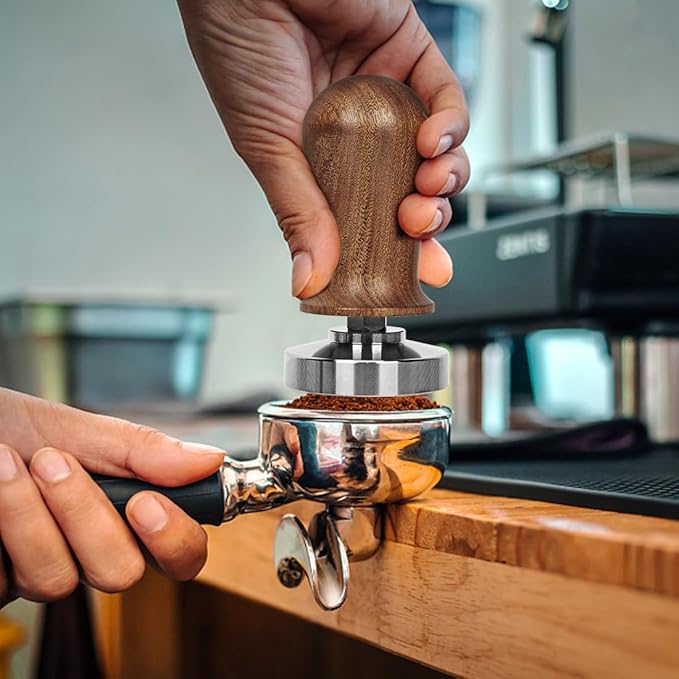 Y-Step 51mm Espresso Tamper Set, 30 lb Consistent Pressure Calibrated Coffee Tamper with Spring Loaded, Silicone Mat, Coffee Stirrer Espresso Distribution Tool, Wooden Barista Kit for Espresso Machine