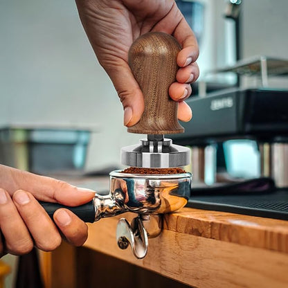 Y-Step 51mm Espresso Tamper Set, 30 lb Consistent Pressure Calibrated Coffee Tamper with Spring Loaded, Silicone Mat, Coffee Stirrer Espresso Distribution Tool, Wooden Barista Kit for Espresso Machine