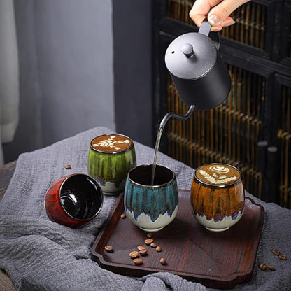 Espresso Cups Ceramic Kiln-Change Small Espresso Coffee Cup Spirits Cups Tasting Cups Ceramic Mate Cup Set of 4 (4 colors)