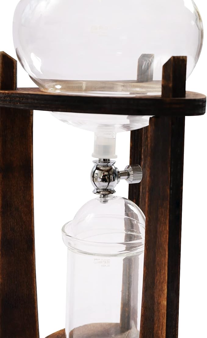 Iced Coffee Cold Brew Drip Tower Coffee Maker Ice Coffee Machine Cold Brew Dripper Iced Coffee Brewer Maker for Home, Shops, Cafes, Offices, 6-8 cup (Brown)