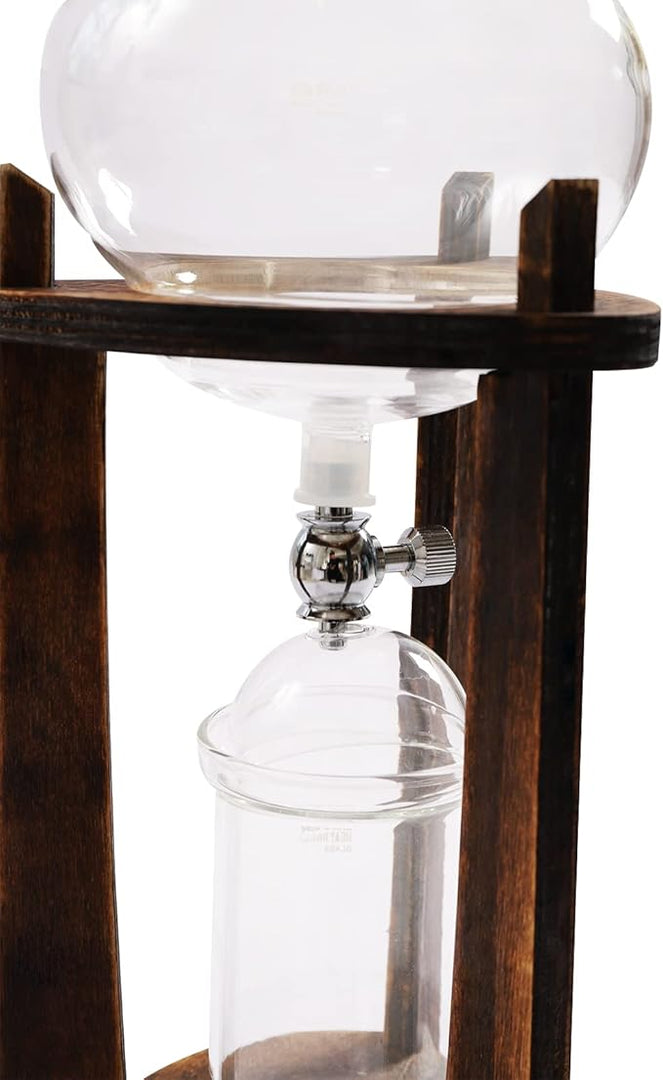 Iced Coffee Cold Brew Drip Tower Coffee Maker Ice Coffee Machine Cold Brew Dripper Iced Coffee Brewer Maker for Home, Shops, Cafes, Offices, 6-8 cup (Brown)