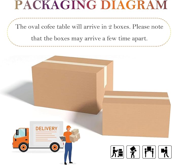 Chic Coffee Table with Smooth Fininsh & Stable Large Base, Minimalism Low Center Table for Farmhouse Living Room (J-Oval)