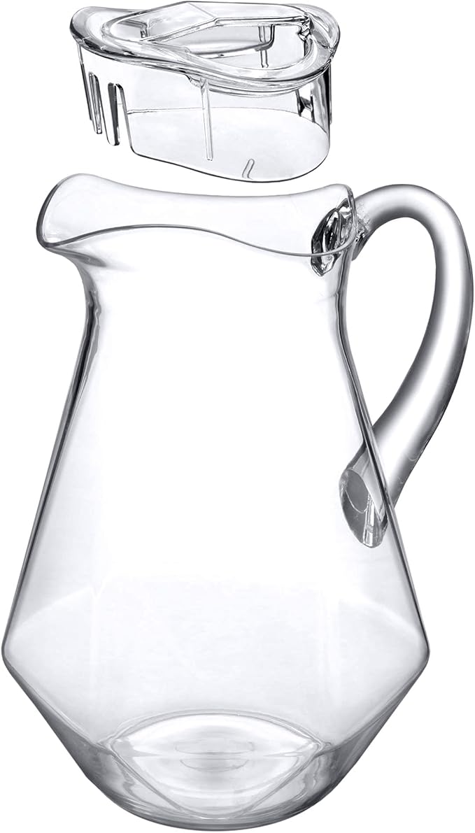 Amazing Abby - Sparkly - Plastic Pitcher (64 oz, 2 Quart), Clear Water Pitcher with Lid, Fridge Jug, BPA-Free, Shatter-Proof, Great for Iced Tea, Sangria, Lemonade, Juice, Milk, and More