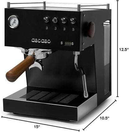 Ascaso Steel DUO Espresso Machine | PID | Programmable | Volumetric Controls | Dual Thermoblock | 120V | (Black)