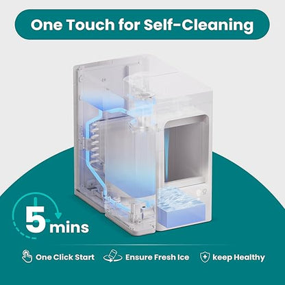 Gevi Adella Nugget Ice Maker Countertop with 1 Gallon Side Tank, 40lbs/24H Nugget Ice Machine with Self-Cleaning, Pellet Ice Maker with Leak-Proof Ice Basket,White