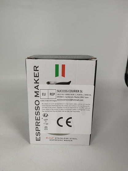 4 Cup Stovetop Espresso Maker Stainless Steel Moka Pot Stove Top Percolator Italian Coffee Makers Capable Mocha Greca Machine Cafe Classic Induction Cookers for Home and Camping 200ml 6.6oz