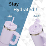 Load image into Gallery viewer, 40 oz Tumbler with Handle and 2 Straws,2 in 1 Lid Insulated Water Bottle Stainless Steel Travel Coffee Mug,Wisteria