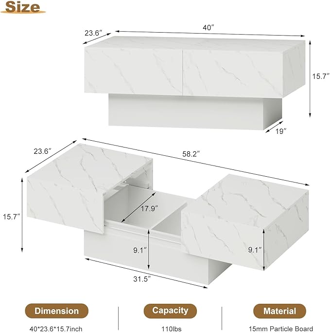 Coffee Table with Large Storage for Living Room Farmhouse Center Tables Mesas De Centro para Salas Modernas Nesting Modern Coffee Table for Reception Room