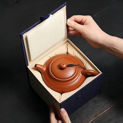 Chinese Clay Teapot, Yixing Xishi Zisha Tea Pot, Handmade Pottery Purple Sand Mud Kungfu Tea Set Kettle,14oz Zhuni