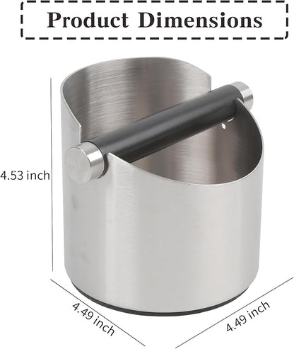 Italian Espresso Tapping Box, Stainless Steel Coffee Grinding Tapping Box, With Detachable Tapping Rod And Anti Slip Rubber Base (Silver-S)