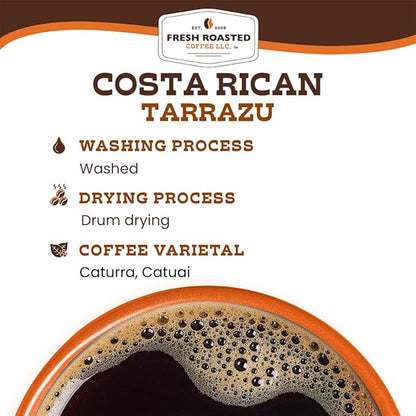 Fresh Roasted Coffee, Costa Rican Tarrazu, 2 lb (32 oz), Medium Roast, Kosher, Whole Bean