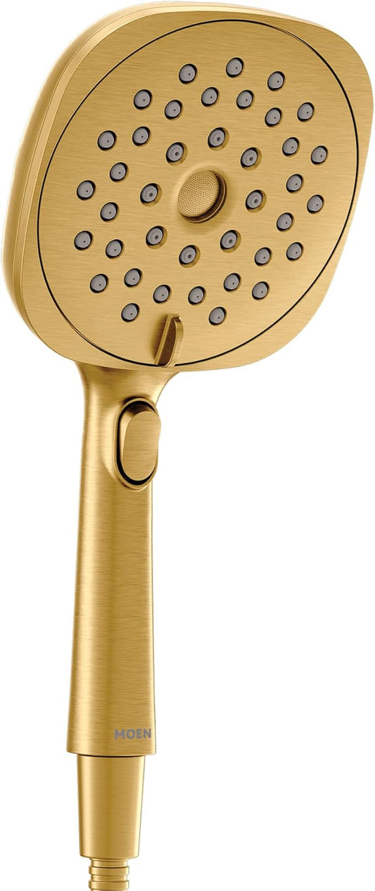 Moen Verso Eco-Performance Infiniti Dial Square Handheld Shower, 5-Inch Diameter Spray Head, Brushed Gold, 220H5EPBG